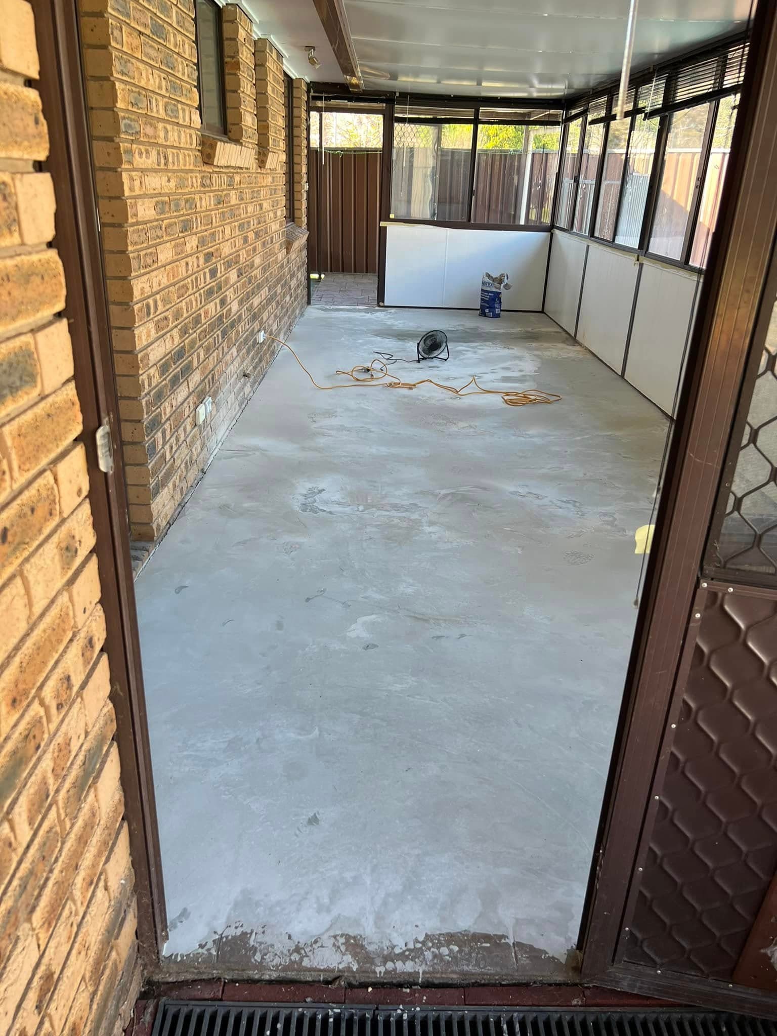Levelled patio floor ready for a new covering