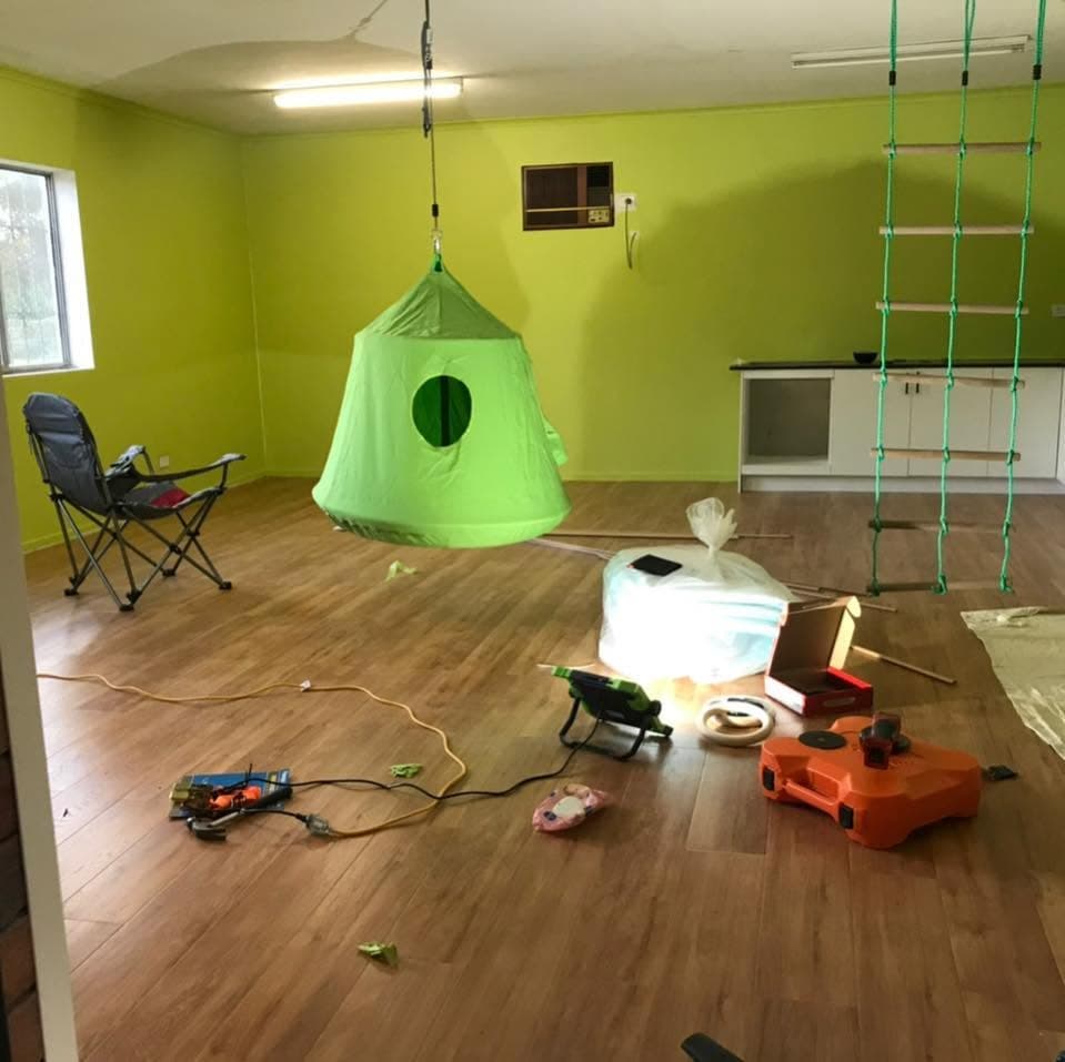 Garage converted into a playroom for children