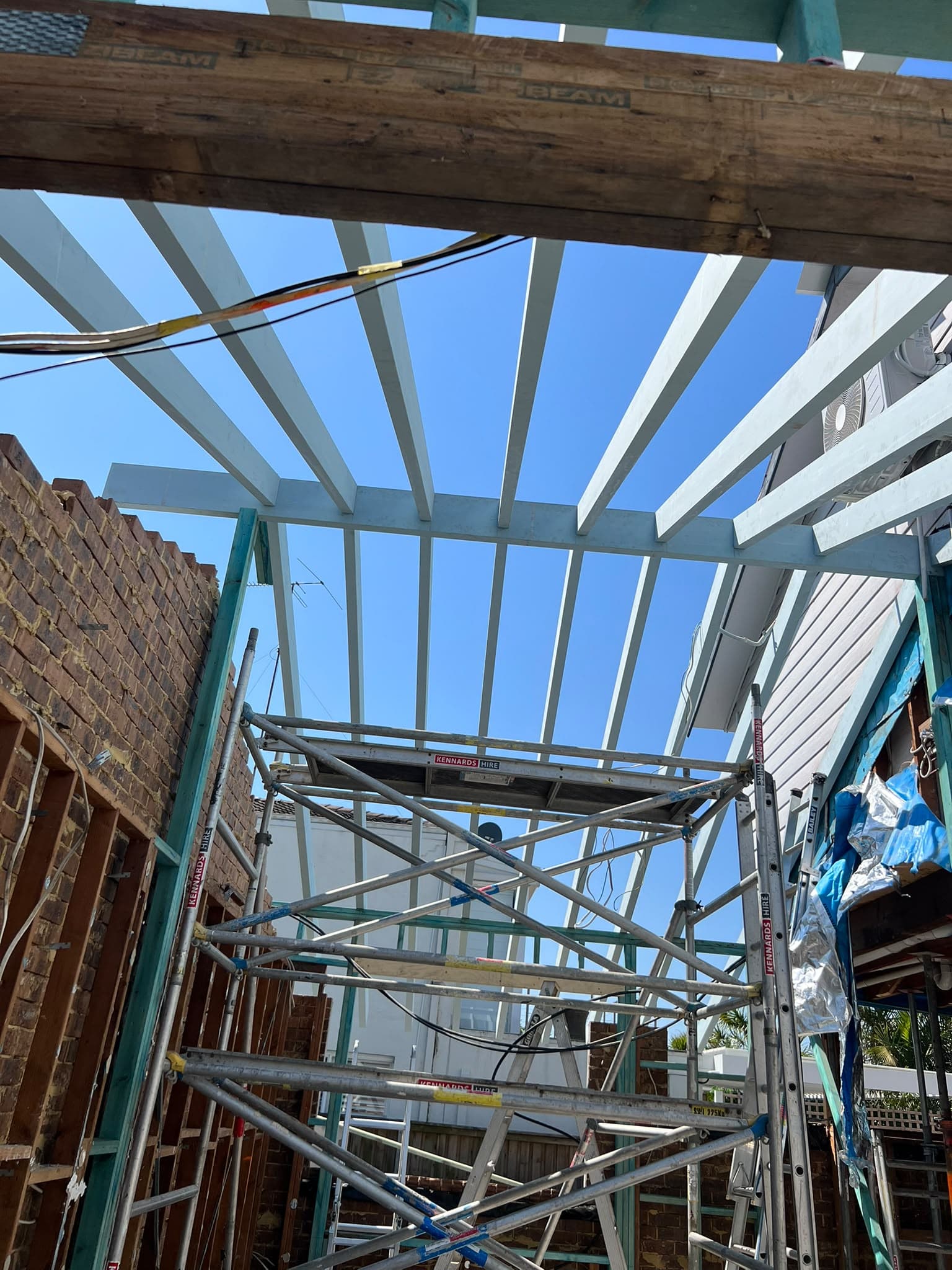 New roof rafters over a rear extension